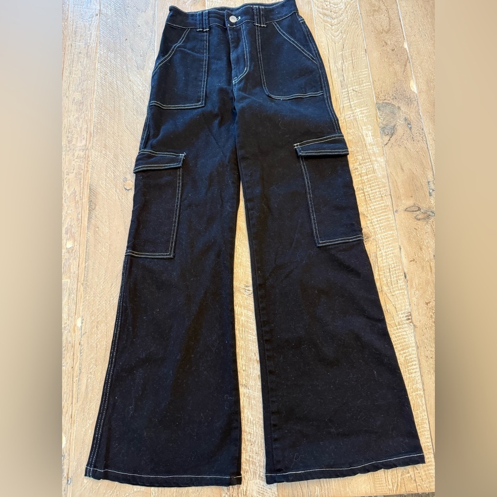 Alter’d State Dark Denim Flare Jeans with Patch Pockets XS